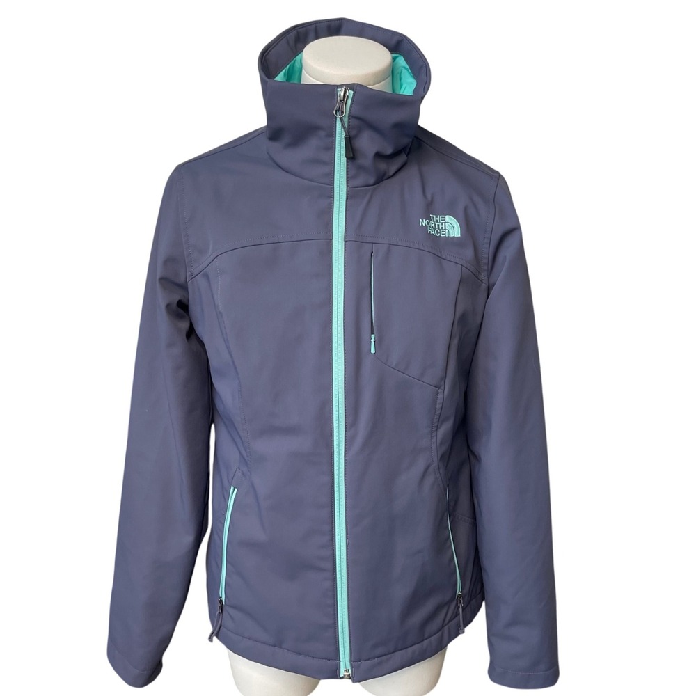 The North Face Apex Softshell Jacket Women S Gray‎ Teal Wind Water Resistant